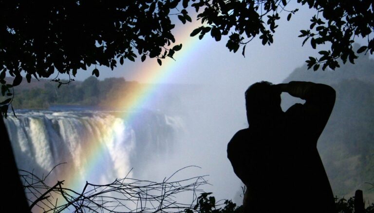 Photographing the Victoria Falls with its beautiful rainbows