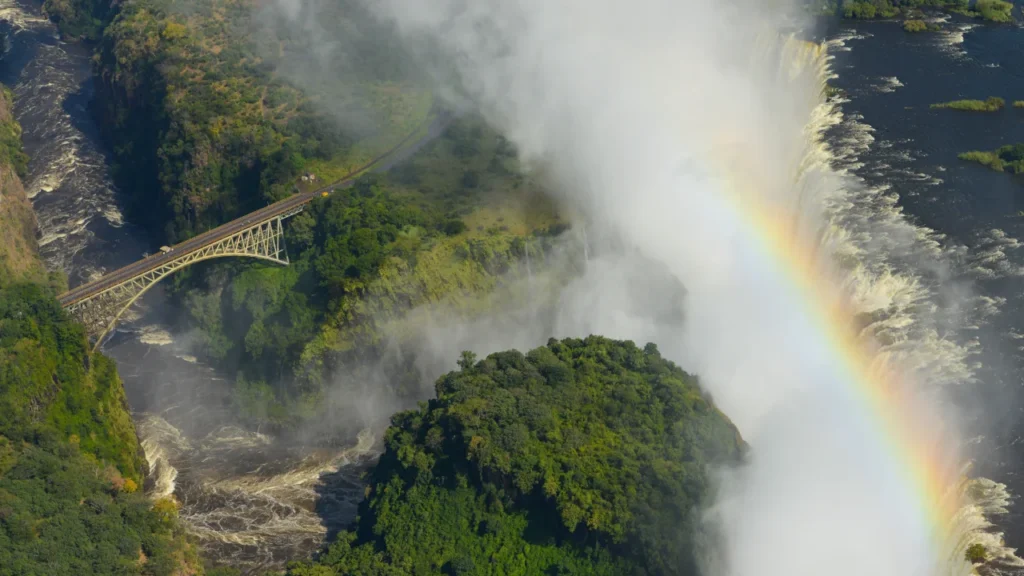 Aerial view of Victoria Falls waterfall