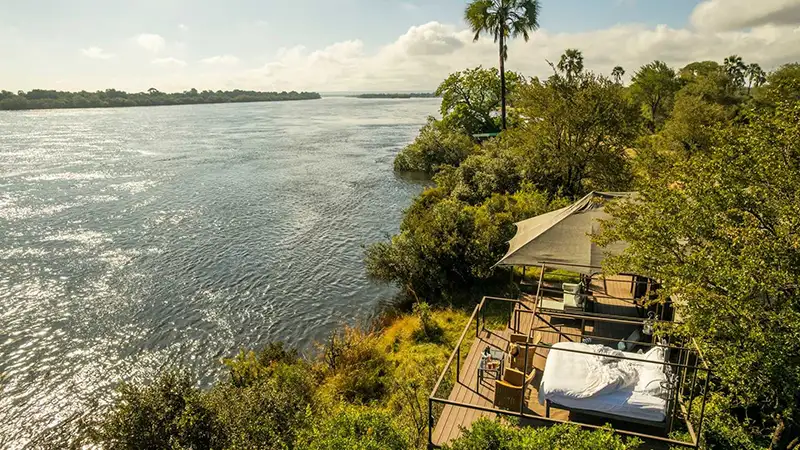 Old Drift Lodge on the banks of the Zambezi River, Zambezi National Park