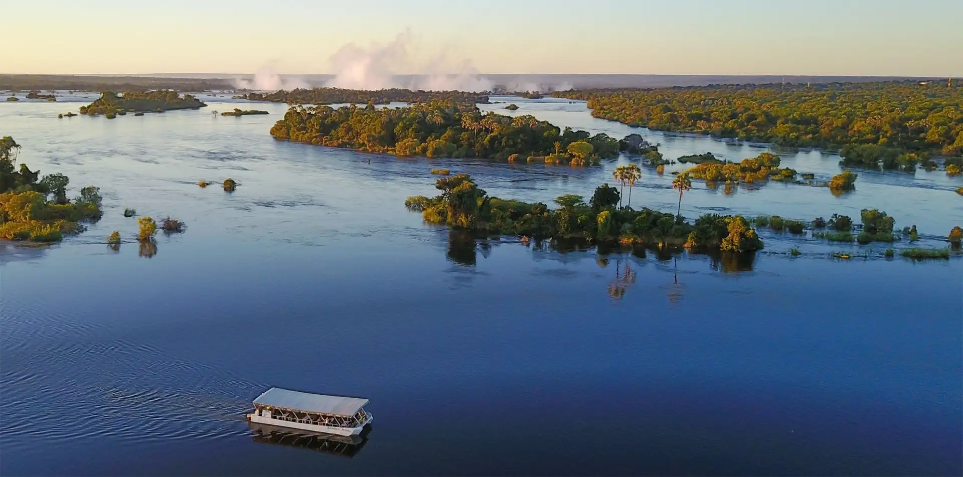 Zambezi Royal Sunset Cruise on the upper Zambezi River at sunset