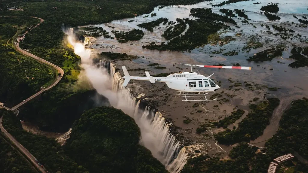 Helicopter on a Flight of Angels scenic flight over Victoria Falls and the Zambezi gorge